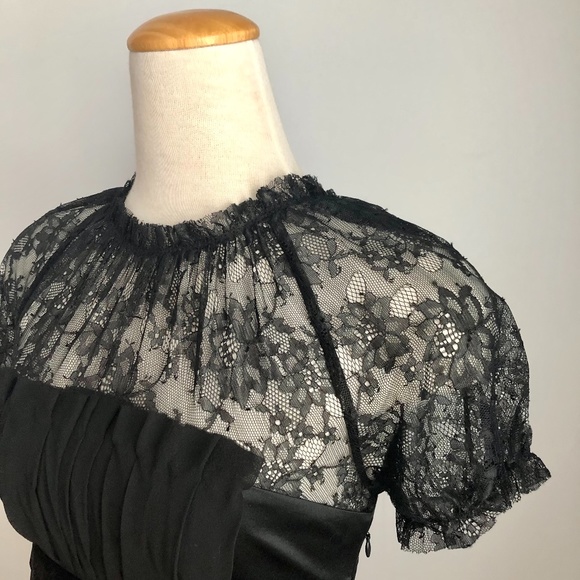 NWT BCBG Black Silk/Lace Cap Sleeve Party-Top - Picture 6 of 16